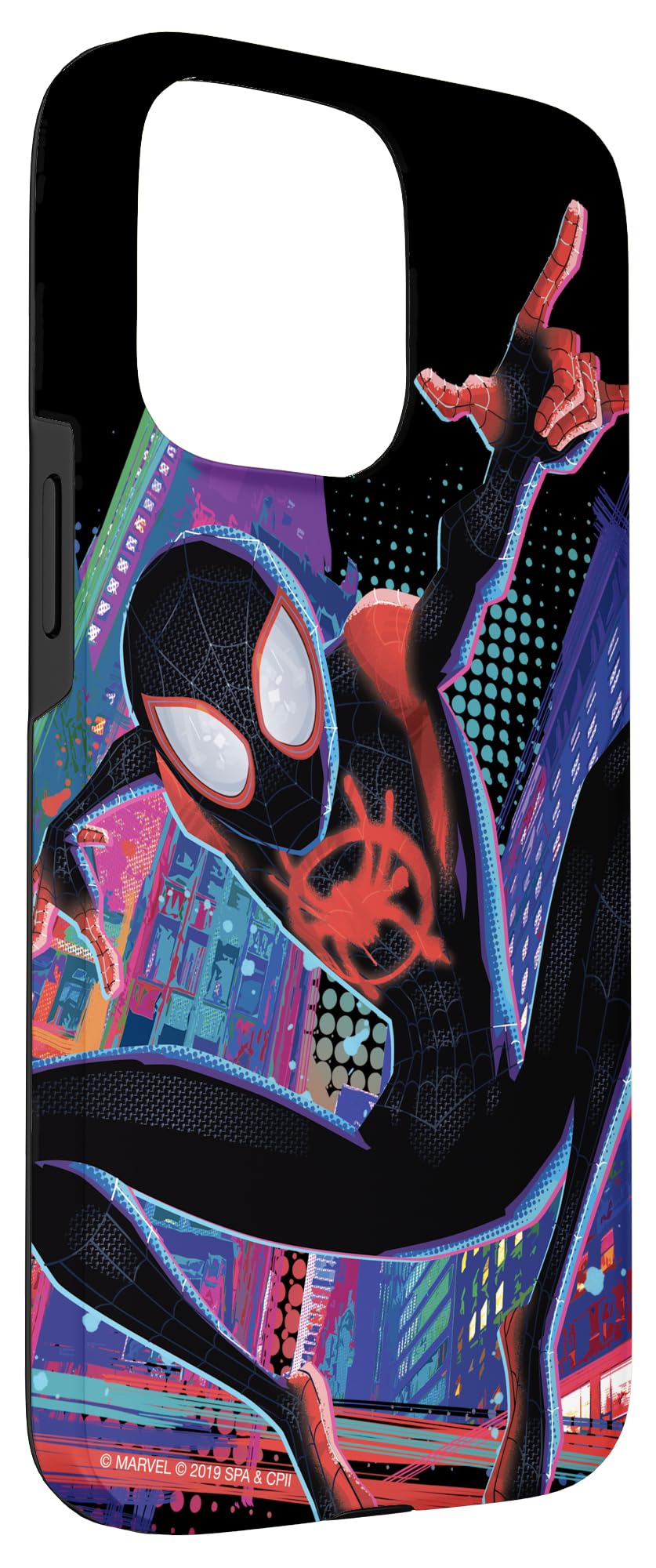 Custodia per iPhone 15 Pro Max Marvel Spider-Man nella città di Spider-Verse Miles Morales