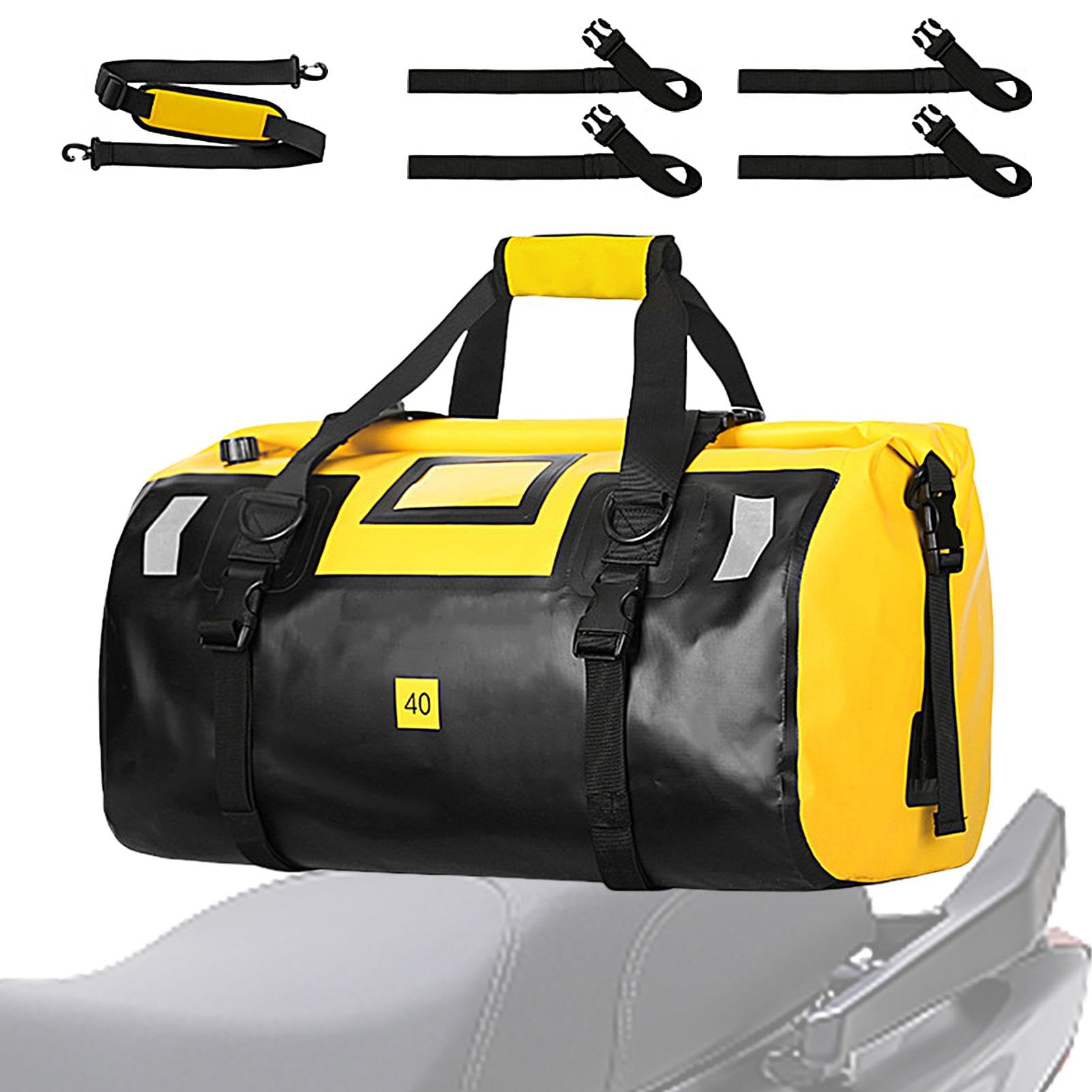 wasserdichte Reisetasche – Motorradgepäck, wasserdichter Rucksack 40 Liter | Trockentaschen, Satteltaschen, robuste Trockentaschen zum Schwimmen, Camping, Reisen, Fitnessstudio
