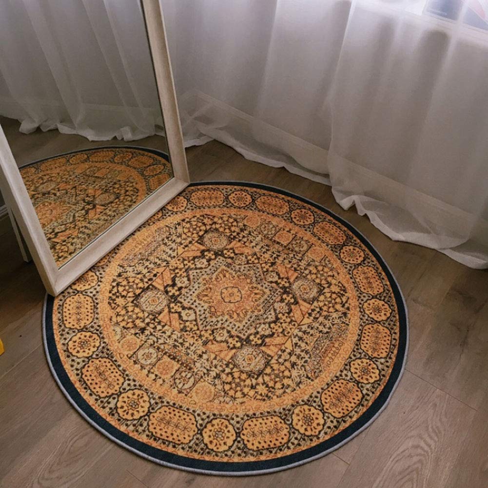 Tradycyjne okrągłe dywaniki orientalne kwiatowe obramowanie, więc dywan podłogowy duży do salonu sypialnia Sofa przedpokój, średnica 120 cm