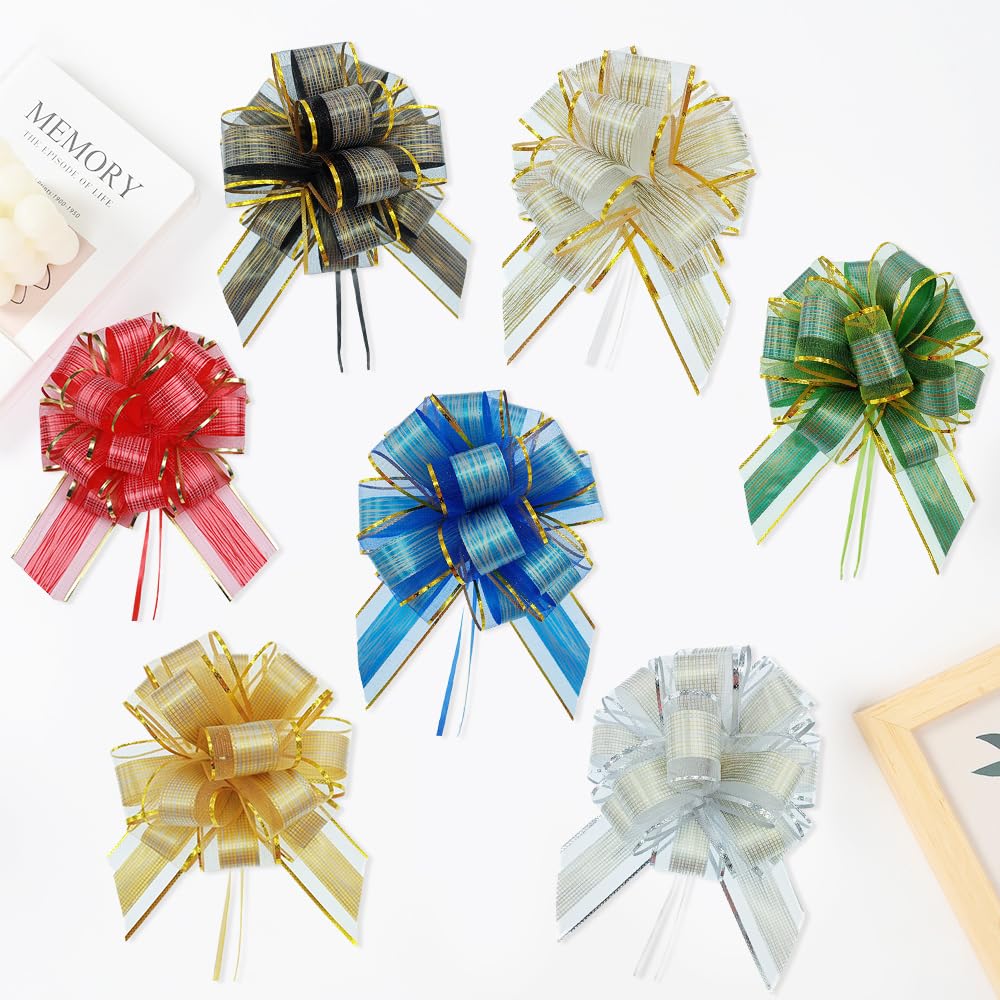 Lot De 10 Noeuds Papillon Décoratifs 17 Cm - Tulle Brillant Multi-Couleurs - Pour Emballage Cadeaux, Mariage, Noël
