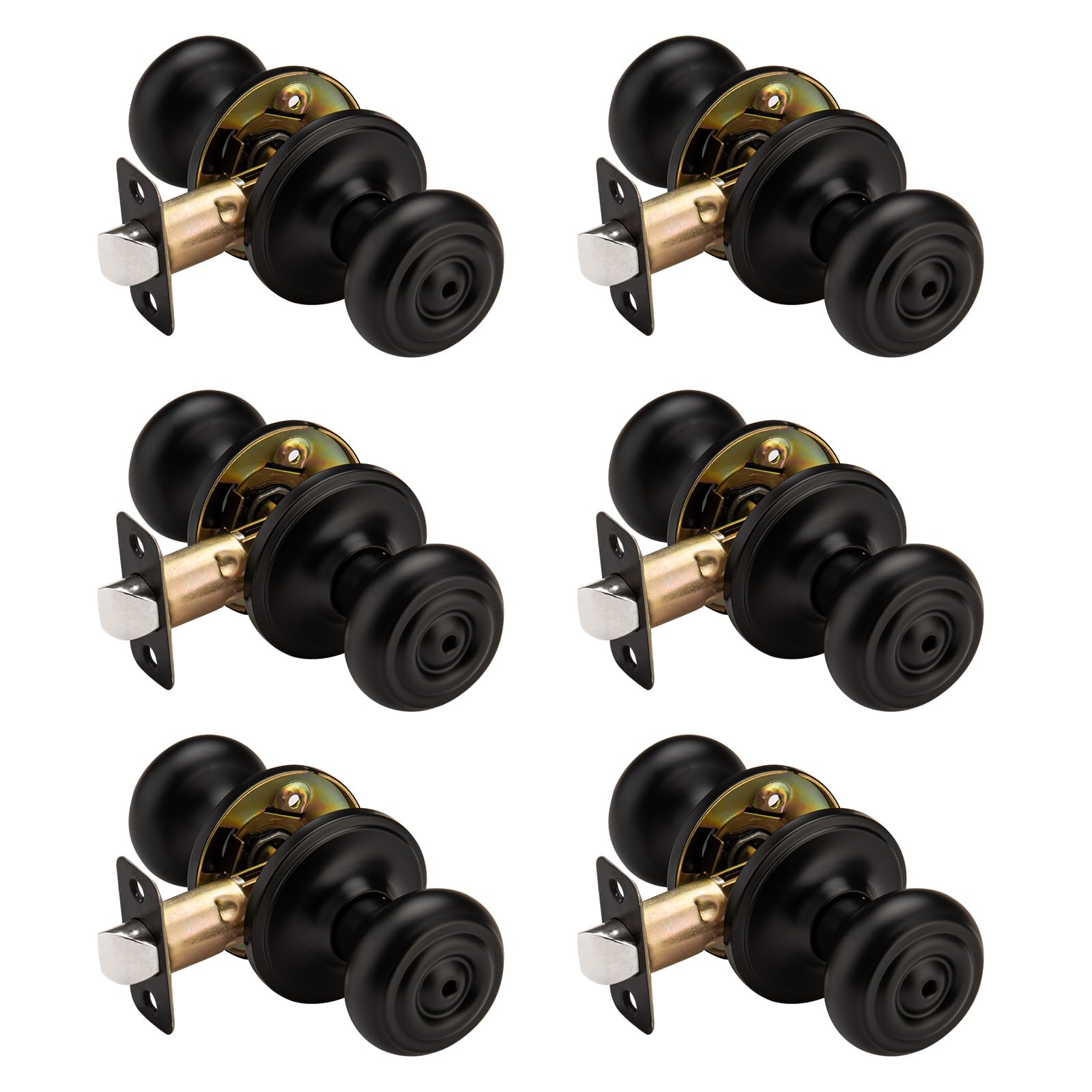 Antique Brass Door Knobs - 6 Pack -18