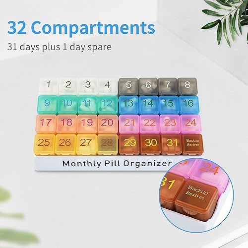 Miniatura 2 de Pastillero mensual, dispensador de píldoras portátil, pastillero de viaje grande para vitaminas, medicinas, aceite de pescadosuplementos, extra