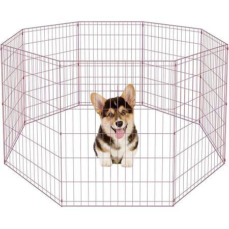 Foldable Metal Dog Playpen Pet Puppy Playpen Dog Pen Indoor Outdoor 24" 30" 36" 42" 48" 8 Panel Dog Fence Exercise Pen Gate Dog Crate Kennels Playpen for Pet Animals