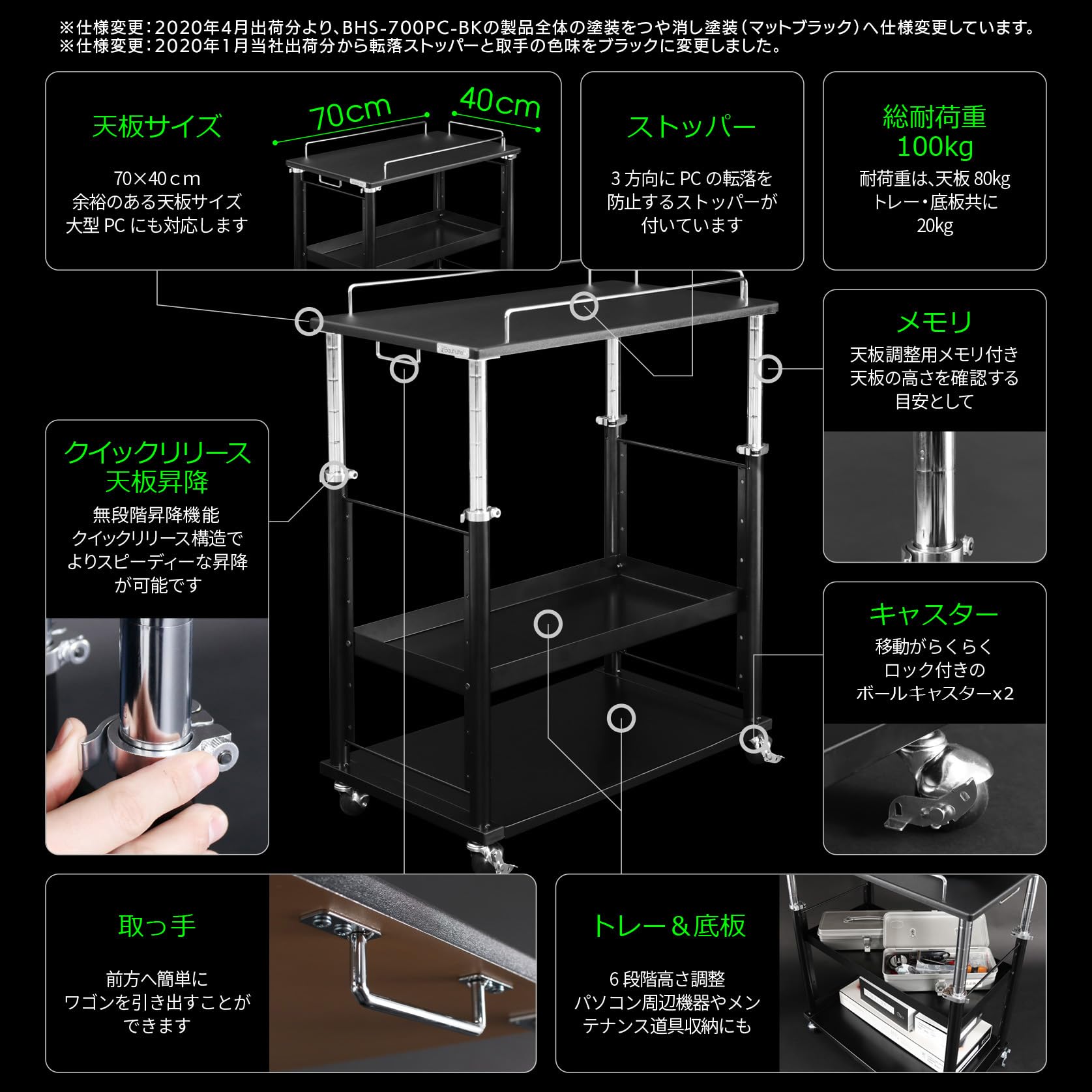 Amazon.co.jp: Bauhutte(バウヒュッテ) 昇降式 PCディスプレイワゴン