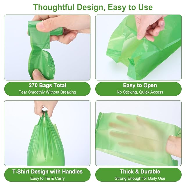 Foto 5 de 7 de Cozary Bolsas Caca Perro con Asas 270PCS, 18 Rollo Dog Poop Bags Espesado Impermeable