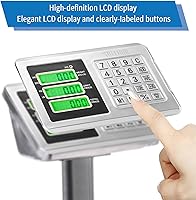 Vista 7 de TUFFIOM Báscula electrónica de plataforma comercial industrial de 661 libras, pantalla LCD de alta definición de acero inoxidable, piso digital