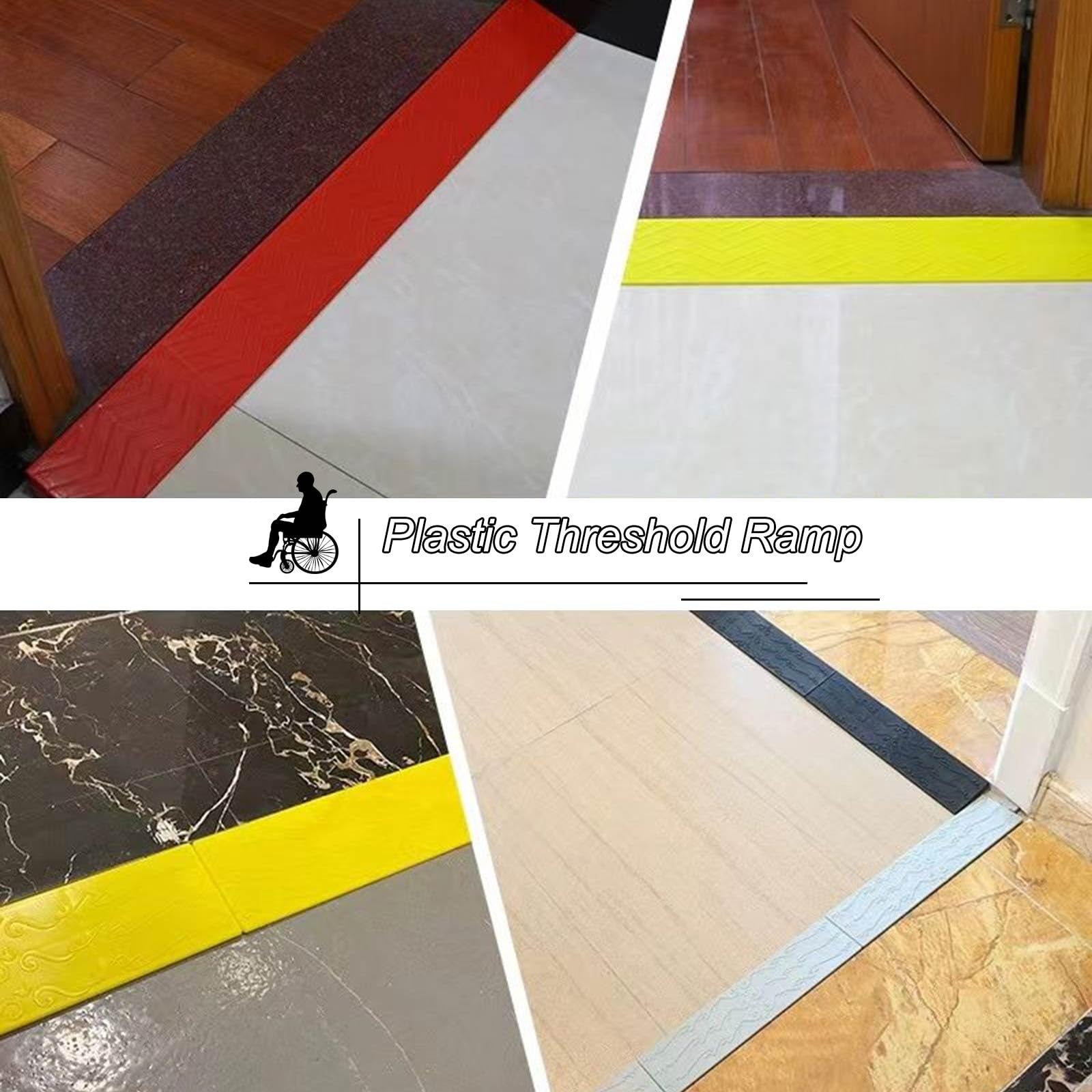 Rampa de Acceso Rampas de Plástico para Coche 1-10cm Alto, Rampa para Silla de Ruedas para Puertas, Escaleras, Escalones, Aceras y Scooters de Movilidad Rampas de Umbral(Red,Rise 6.5cm/2.6")