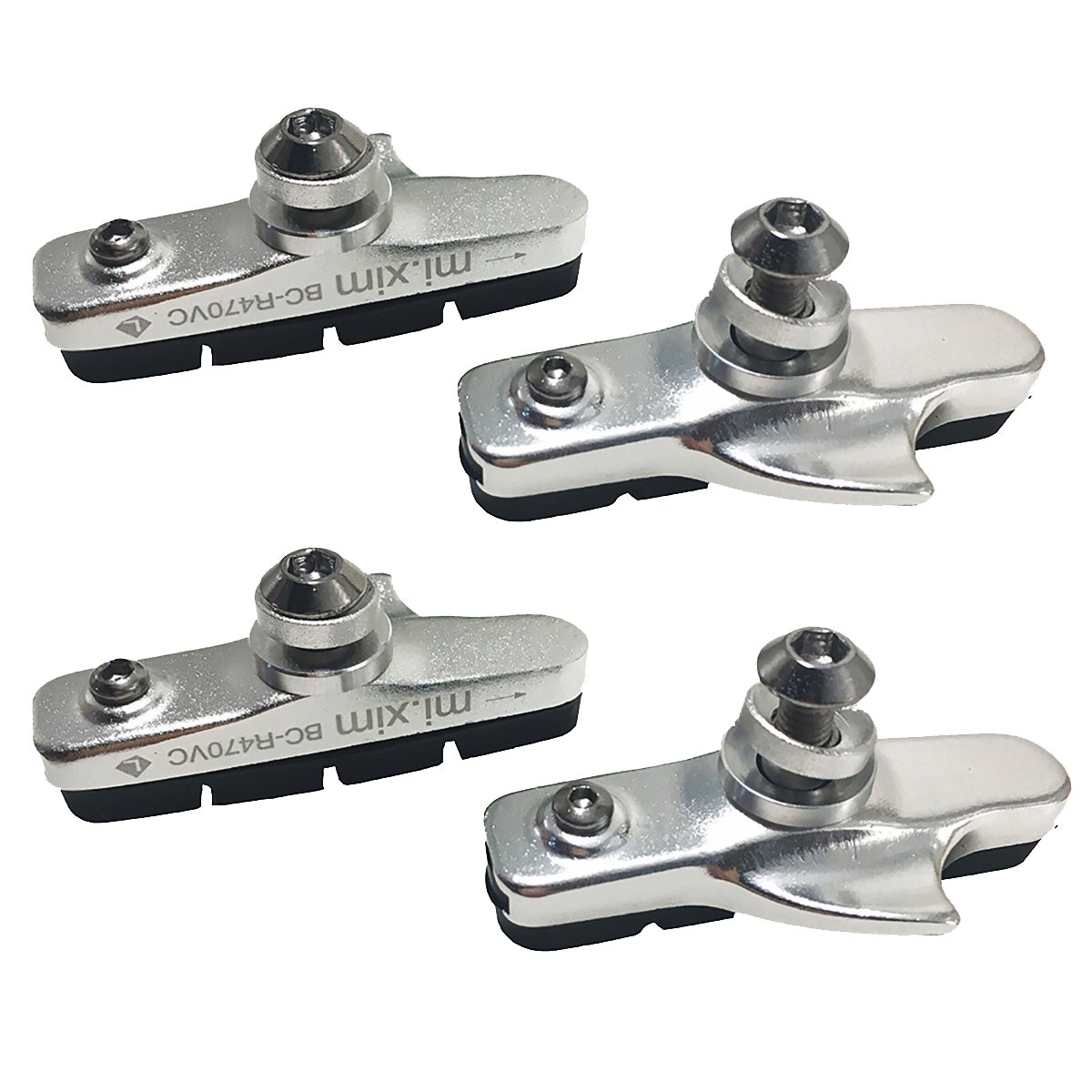 4PCS Premium Bike Brake Pads, Professional Mountain Bicycle V-Brake Pads, Bike Brake Blocks Kit (Silver)