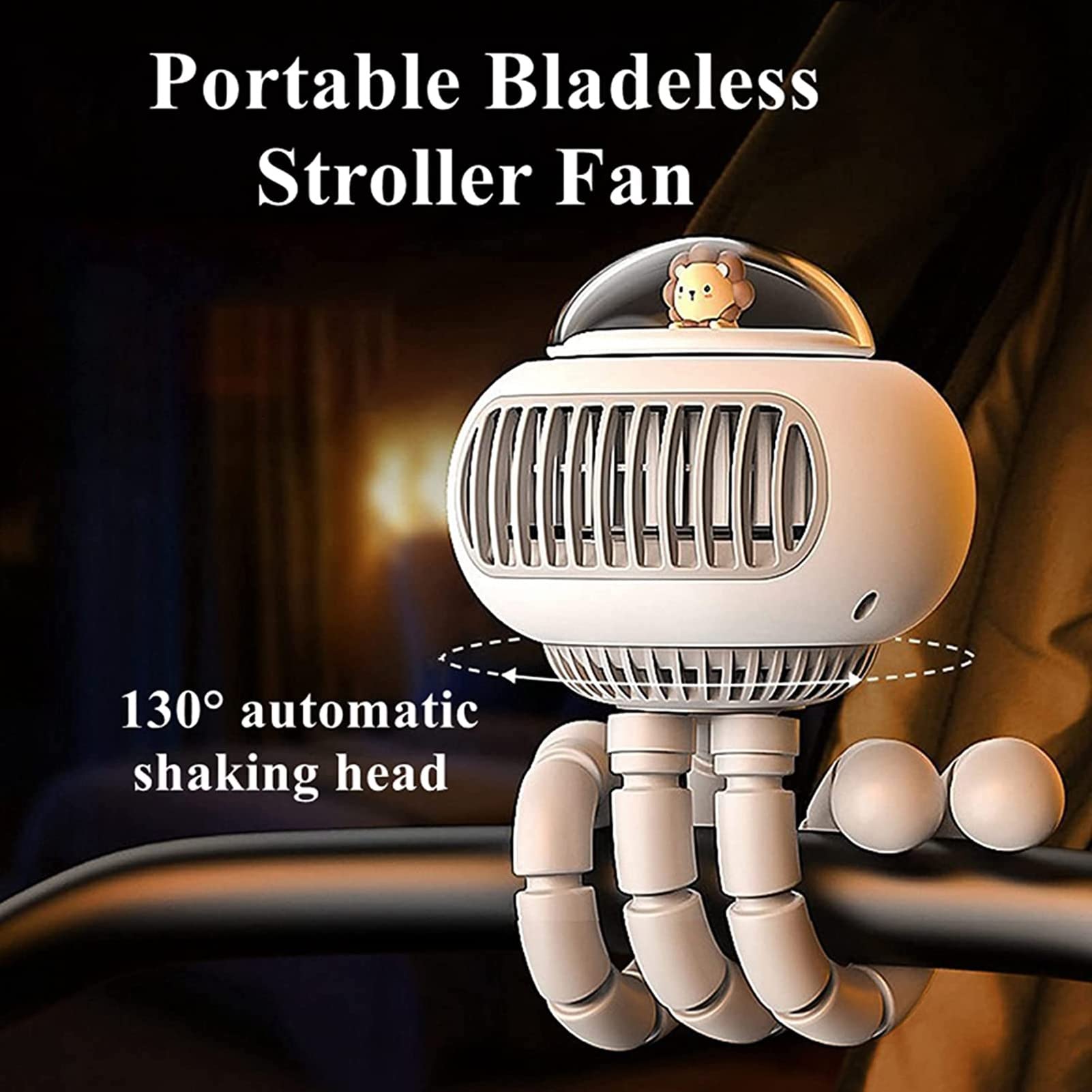 Ventilatore per Passeggino, Ventilatore A Clip con Luci A LED, Ventilatore Portatile Portatile Portatile, Ricaricabile Tramite USB, per Auto, Passeggino, Bici, Campeggio, Palestra,