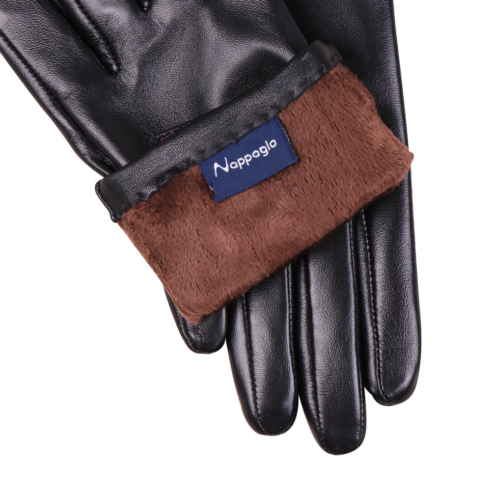 des gants en cuir d'agneau italien hiver chaud simple garniture de longue toison gants (Tactile&Non-tactile)