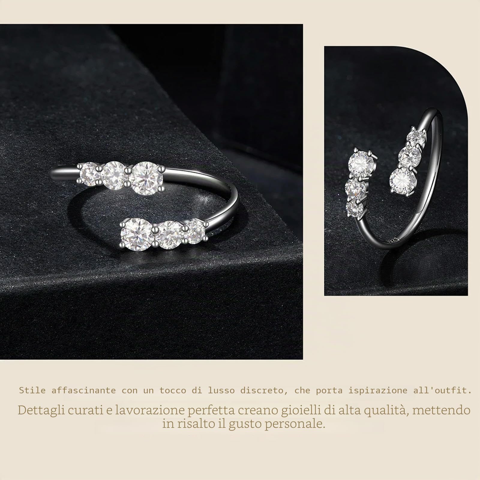 Anello Regolabile In Oro Bianco Con Moissanite, Anello Aperto Squisito In Argento Sterling 925 Per Donna, Regalo Di Fidanzamento