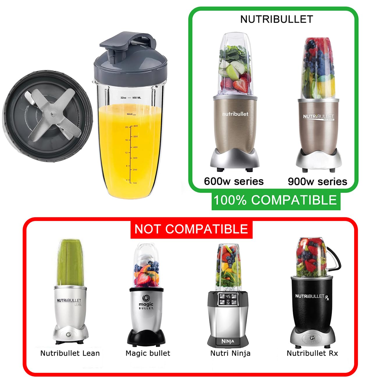 Nutribullet Pro 900 Bicchieri Di Ricambio Per Frullatore W
