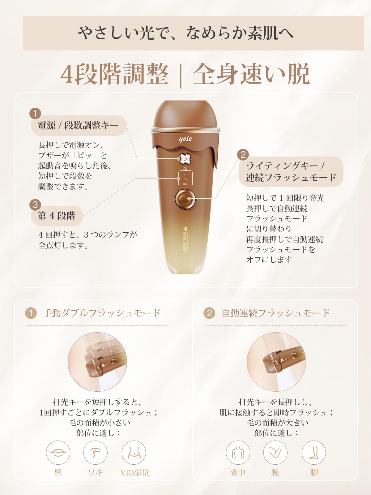 Amazon | Yete 脱毛器 アイスクリーム脱毛器 サファイア10℃冷感脱毛 4