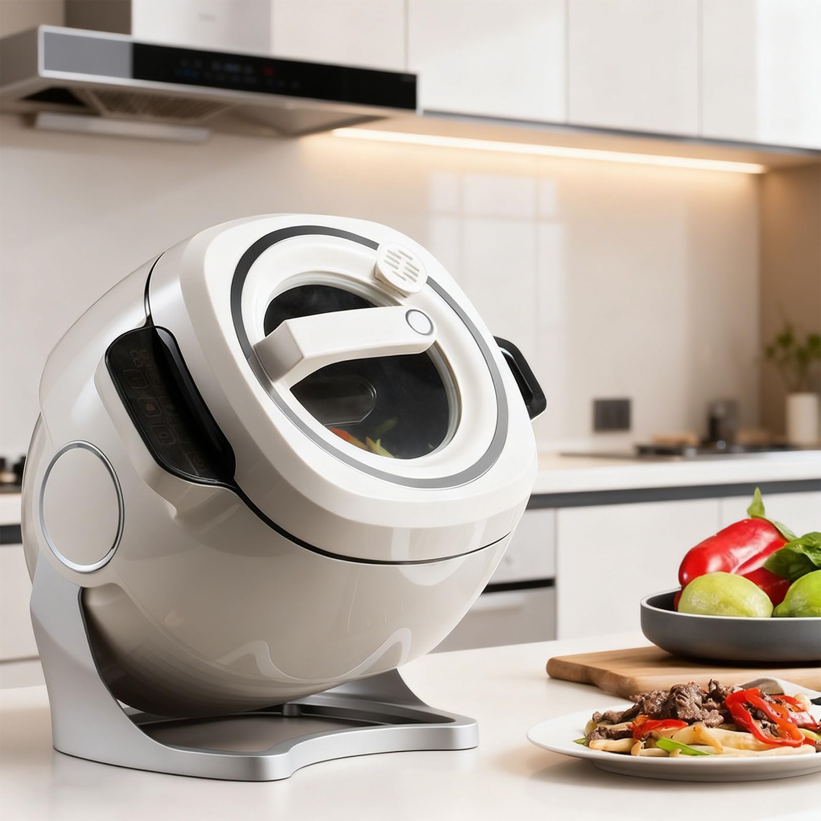Wok de cuisson automatique 2000 W – Capacité de 6 L, chauffage 3D complet, idéal pour sauter, ragoût et cuisiner dans les restaurants