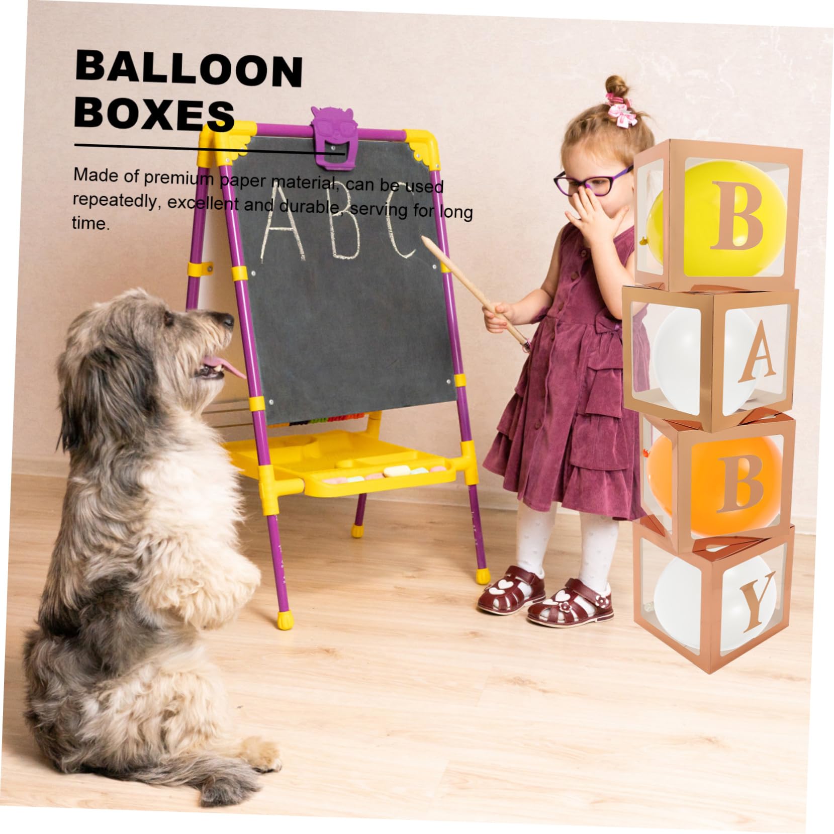 OUNONA Boîte à Ballons Décorative avec Lettres Baby en Papier Réutilisable Décoration Élégante et Pratique pour Baby Shower et Fête D'anniversaire