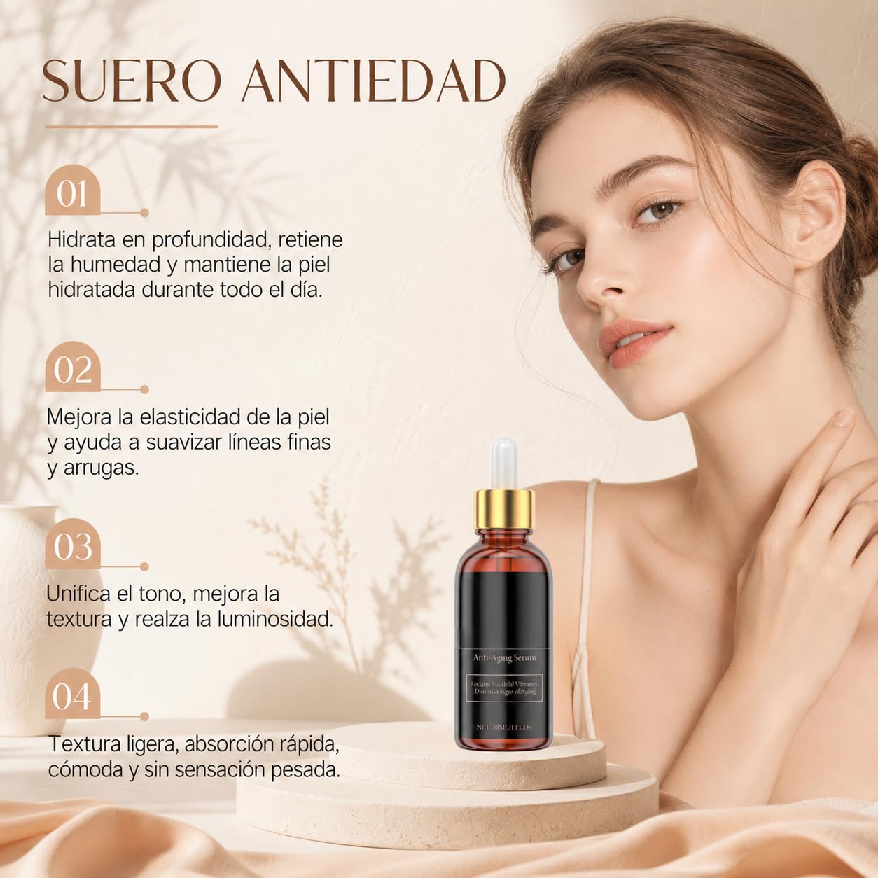 Infinite Love - Suero Antienvejecimiento Para Mujeres Maduras Hidratacion Duradera Firmeza Y Luminosidad Mejora Apariencia De Piel Textura Suave Absorcion Rapida Uso Diario Facial (3 pcs)