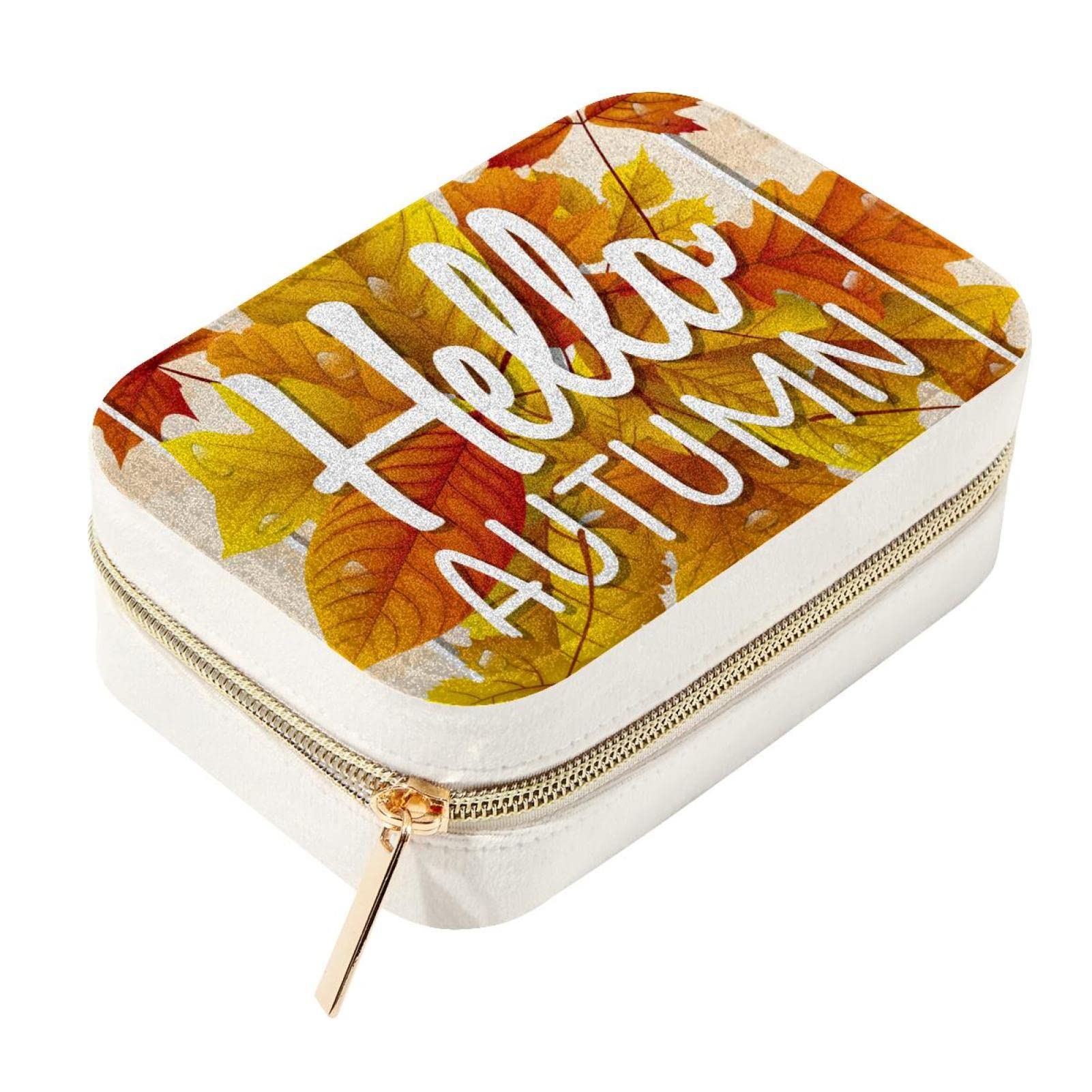 Boîte à bijoux de voyage Hello Autumn en velours premium, écrin protecteur haut de gamme