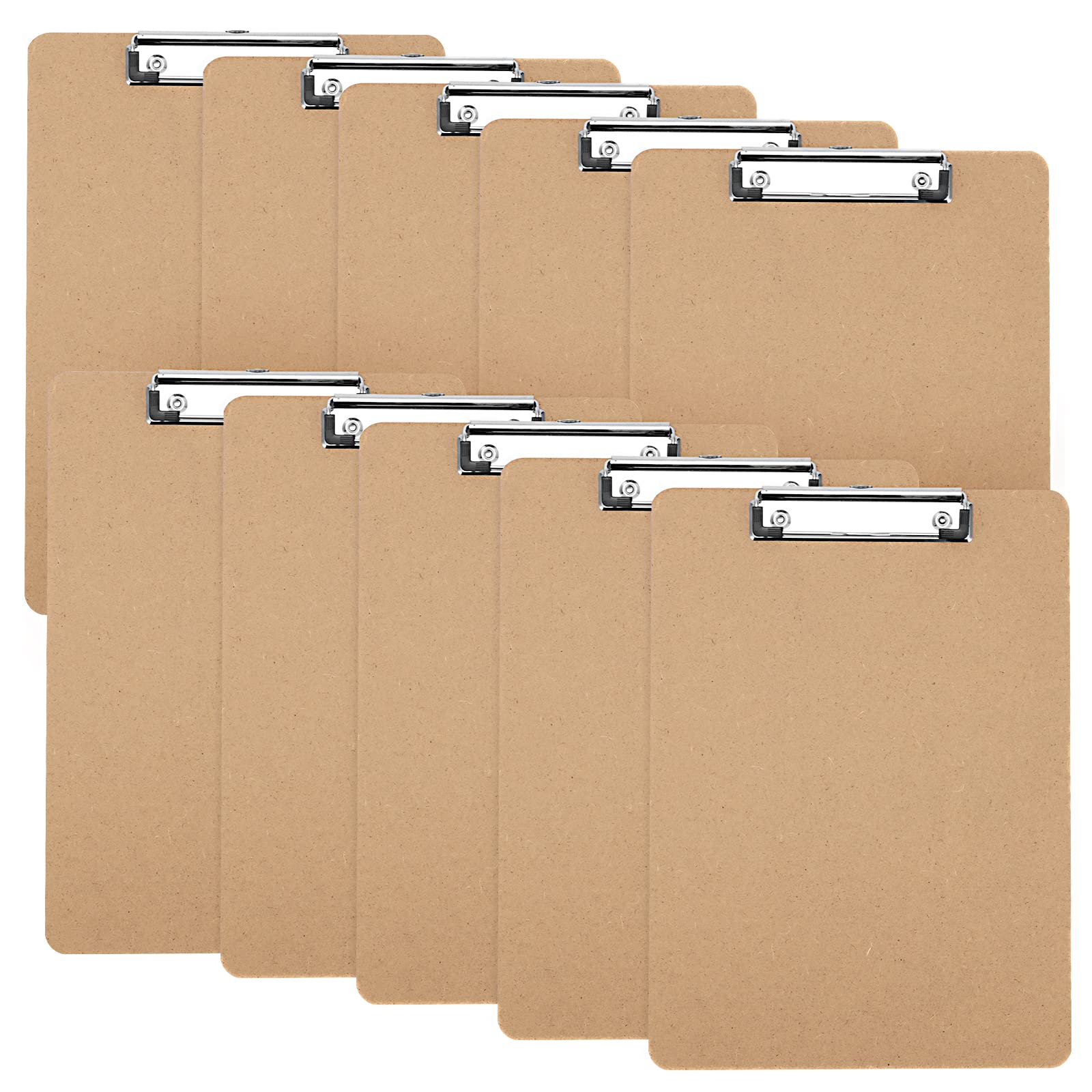 ZEONHEI 10 Pack A4 Clipboard, Hardboard Clip Boards, A4 Wooden Clipboards with Hanging Hole and Low Profile Metal Clip