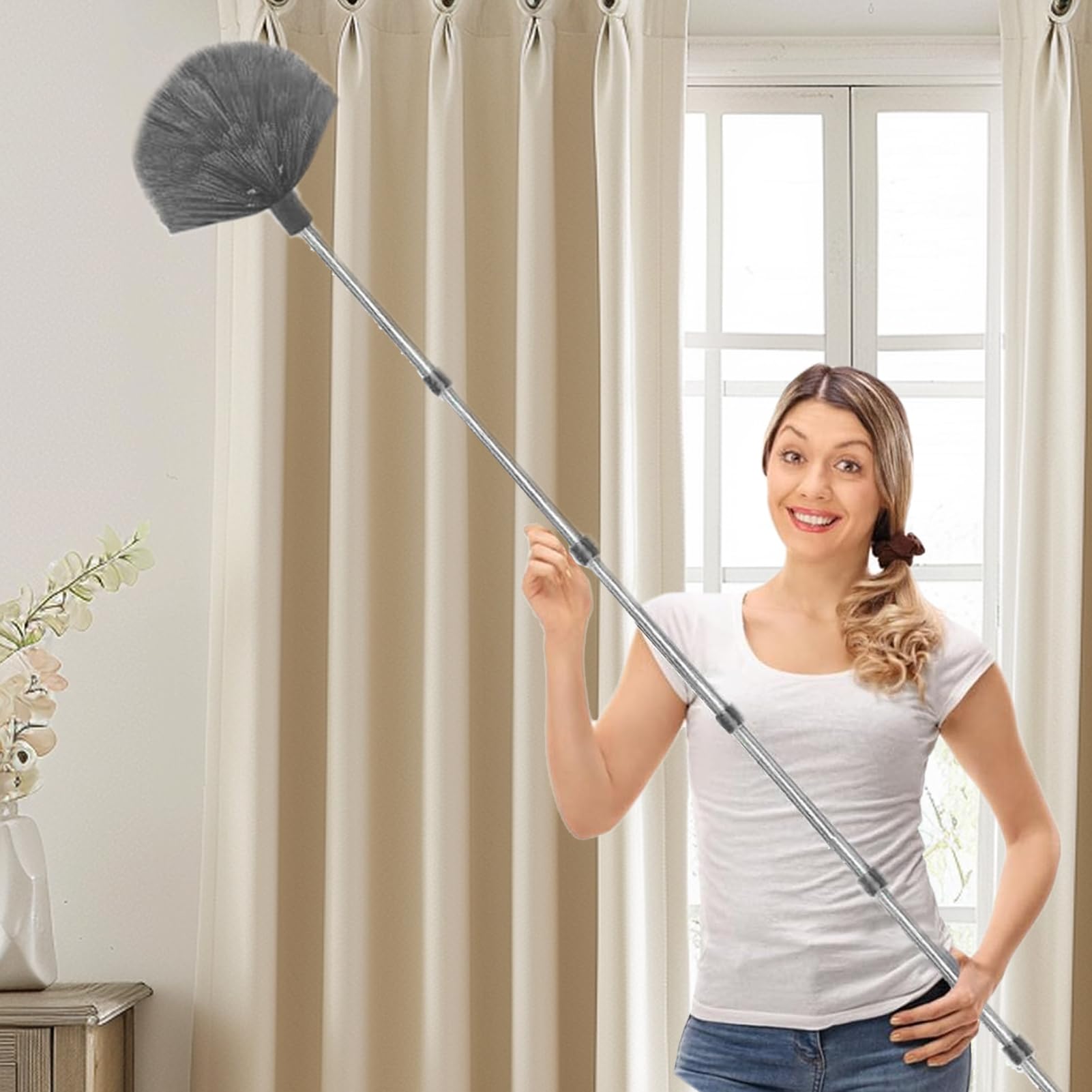 Spolverino Alto Pulizia Spazzola Multiuso Ergonomica Da Ventilatore A | Spolverino Per Ragnatele In Microfibra A Lunga Portata Set Microfibra per Muri, Mensole, Paralumi, Ventilatori a So