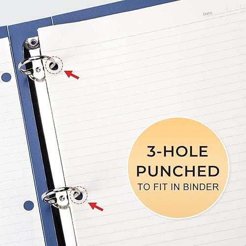 Miniatura 4 de EMSHOI Cuaderno de espiral con rayas universitarias de 8.5 x 11 pulgadas, 300 páginas150 hojas perforadas fáciles de rasgar, papel grueso perforado