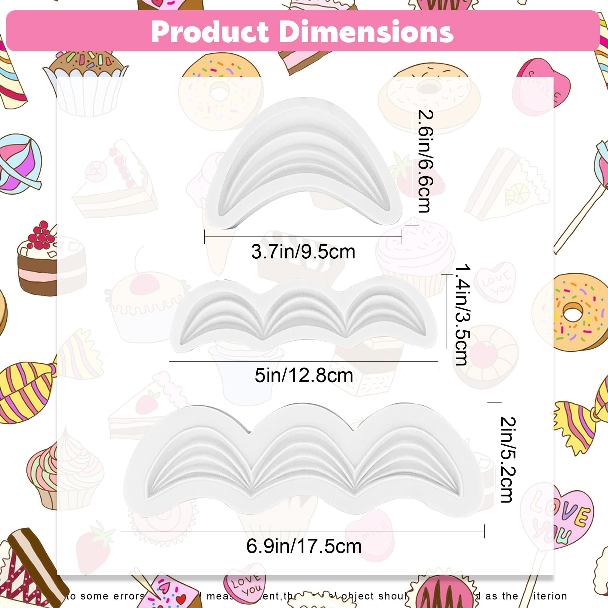 Moldes para fondant | Molde de silicona con borde de pastel | Juego de 3 moldes en forma de onda para hornear y decorar | Molde de seguridad para pastel de chocolate Fandant | Decoración de pastel de