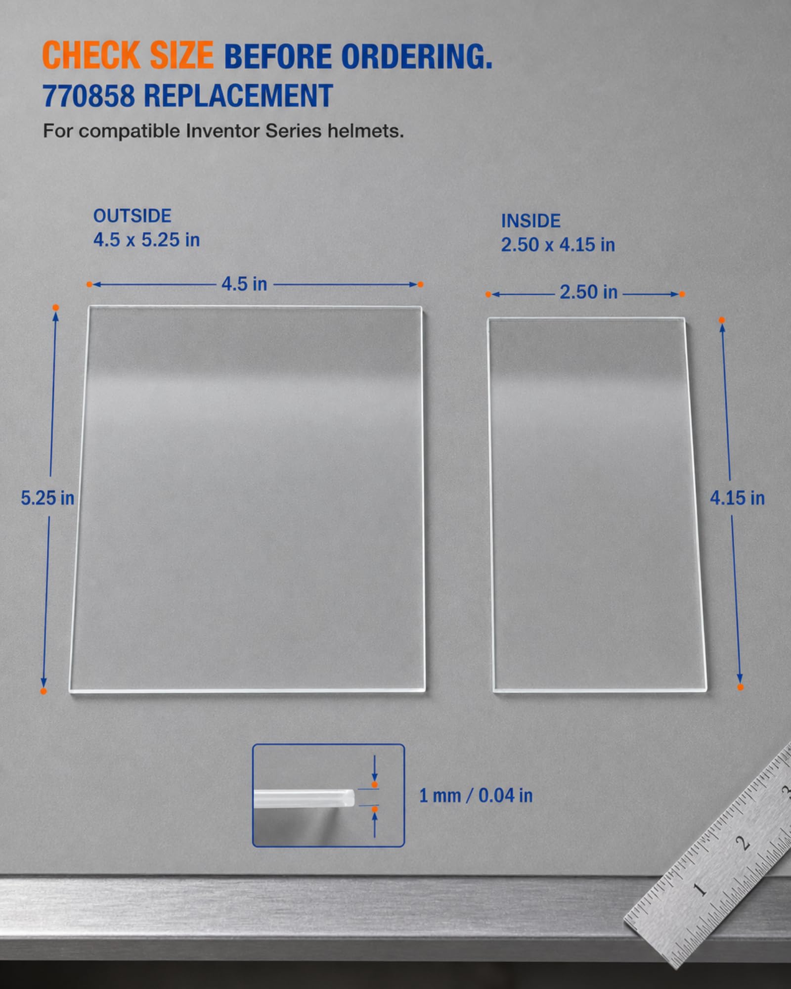 Juego de 12 lentes de repuesto para casco de soldadura de la serie Inventor (parte 770858) – Cubiertas protectoras interiores y exteriores de policarbonato transparente – Compatible con los modelos