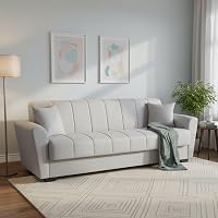 Dmora Divano Letto 3 Posti Lazaro 225x83 cm Grigio Chiaro Contenitore di Apertura Click