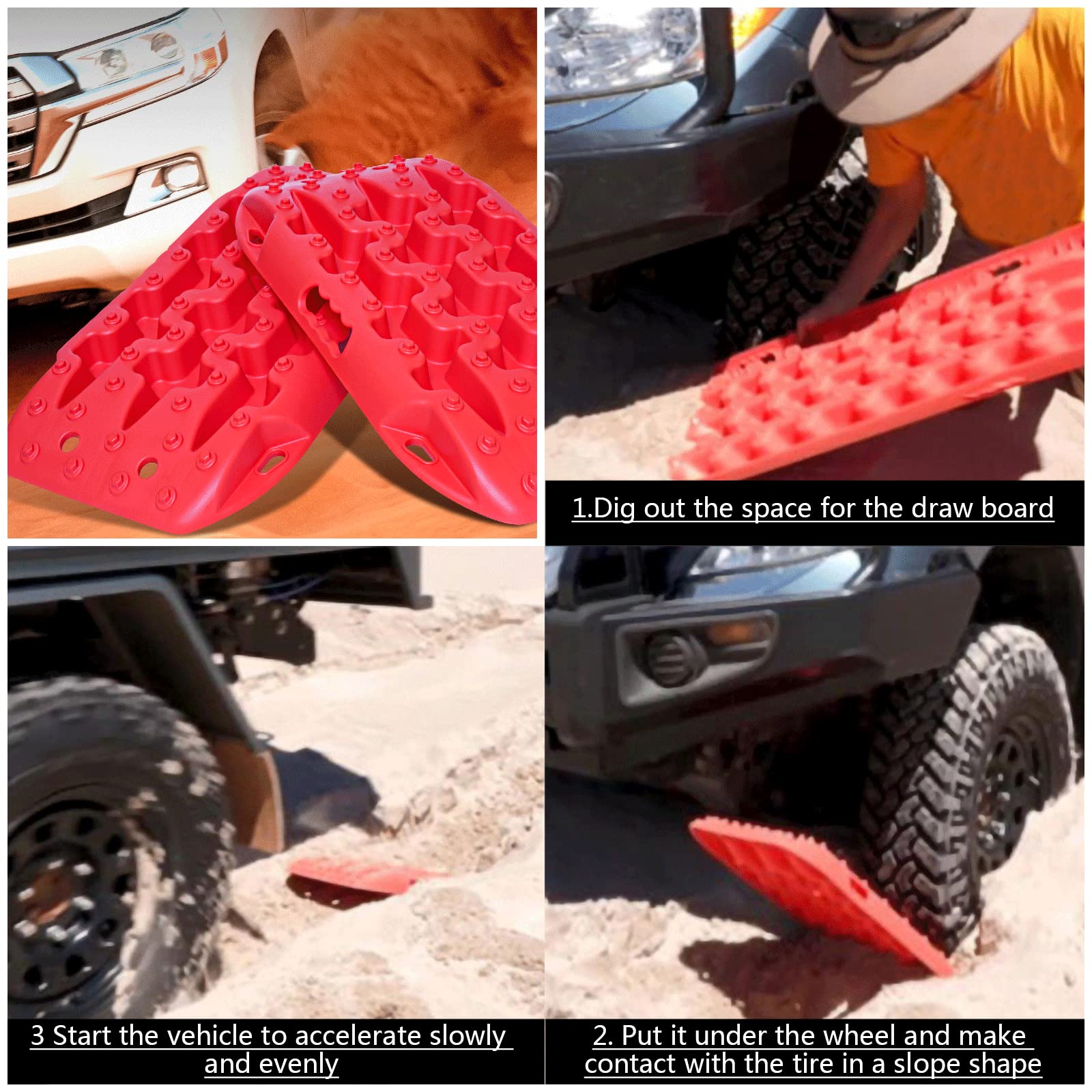 Przenośne tory trakcyjne awaryjne, Tire Traction Recovery Mats For Off Road Vehicles Pack Of 2 Multicolor(Dark Green)