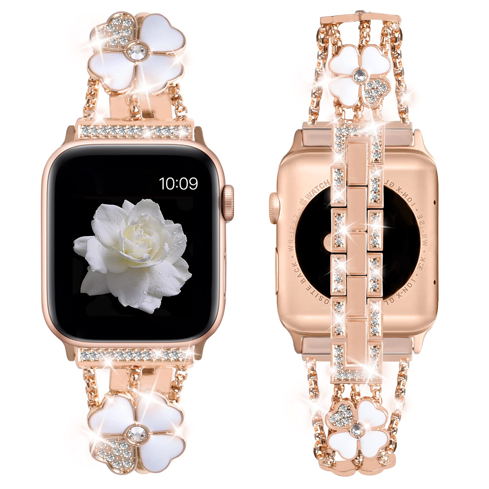PROATL Bling Metal Bands Compatible with Apple Watch Band 38mm 40mm 41mm 42mm 44mm 45mm 49mm, Women Luxury Diamond Bling Crystal Replacement Strap for iWatch Band Series Ultra SE 8 7 6 5 4 3 2 1