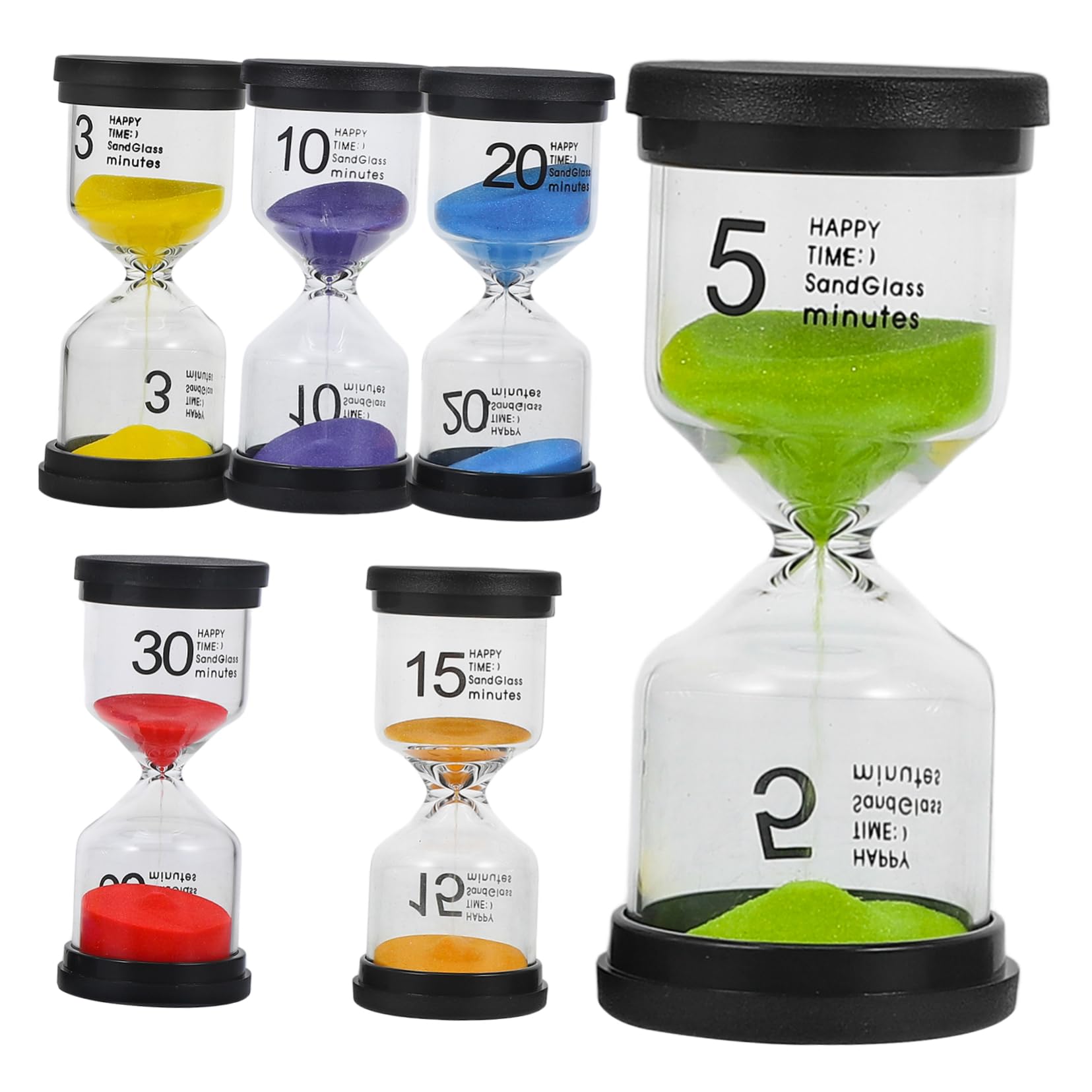 Toddmomy 6 Relojes de Arena de 3 Minutos, Vidrio y Abs, Diseño Clásico, Decoración Delicada para Escritorio y Aula de Yoga