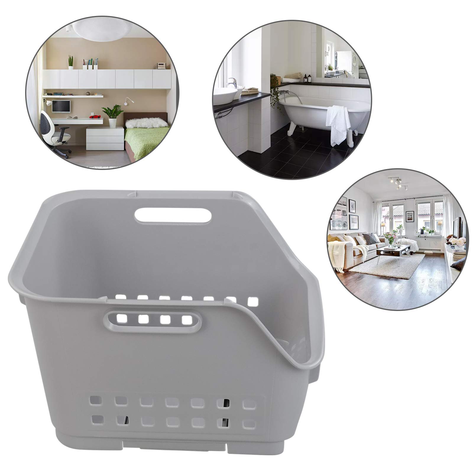 Asking Panier de rangement empilable gris, support de paniers de cuisine pour organisateur de fil empilable polyvalent à 3 niveaux