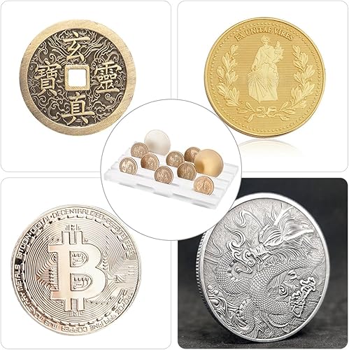 Miniatura 5 de FINGERINSPIRE Soporte de exhibición de monedas de acrílico transparente de 4 filas, estuche de colección conmemorativa de 0.2 pulgadas, estante de