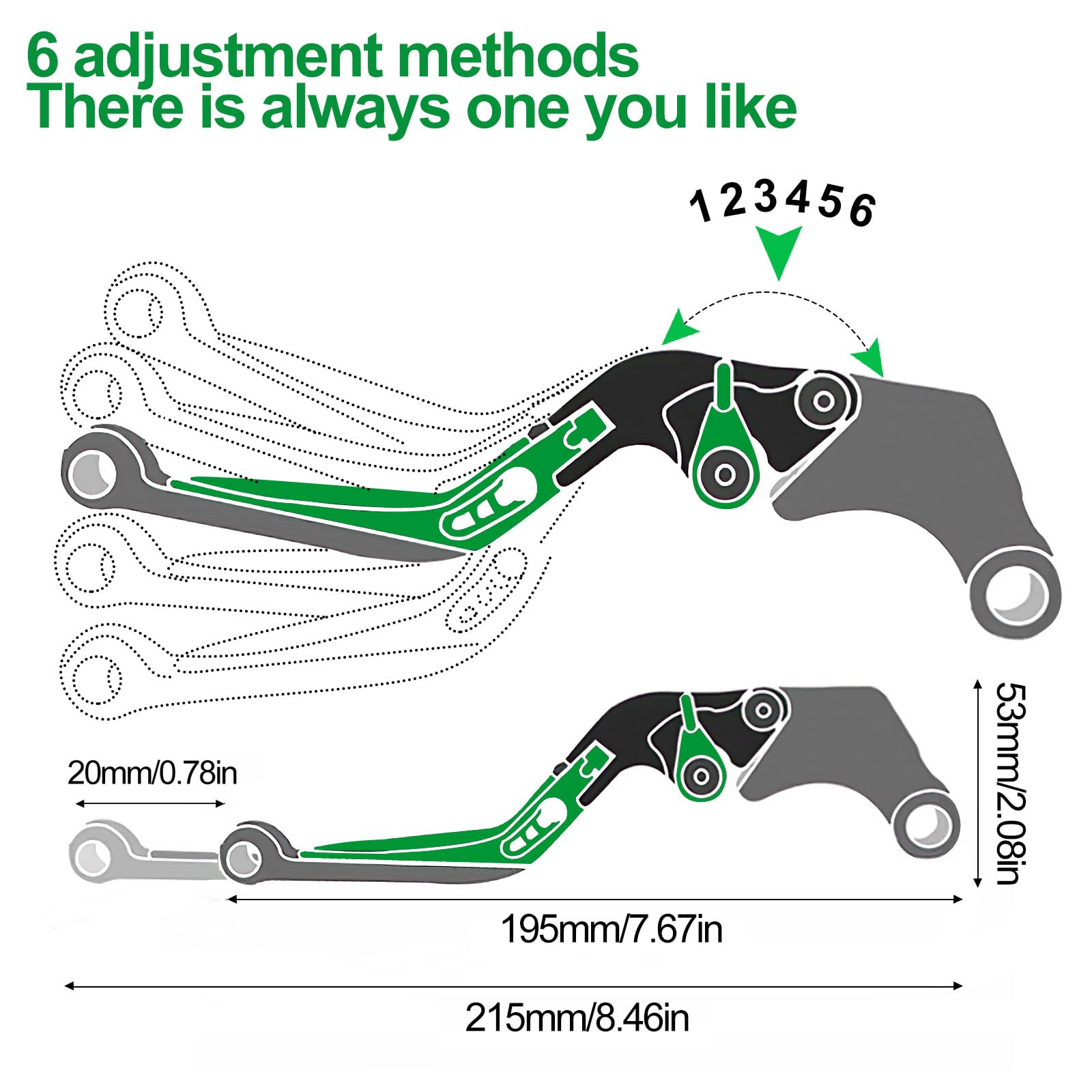 Set di leve per frizione e freno regolabili, per moto Kawasaki NINJA500 Ninja 500 Z500 Z 500 SE 2024 2025 (verde)