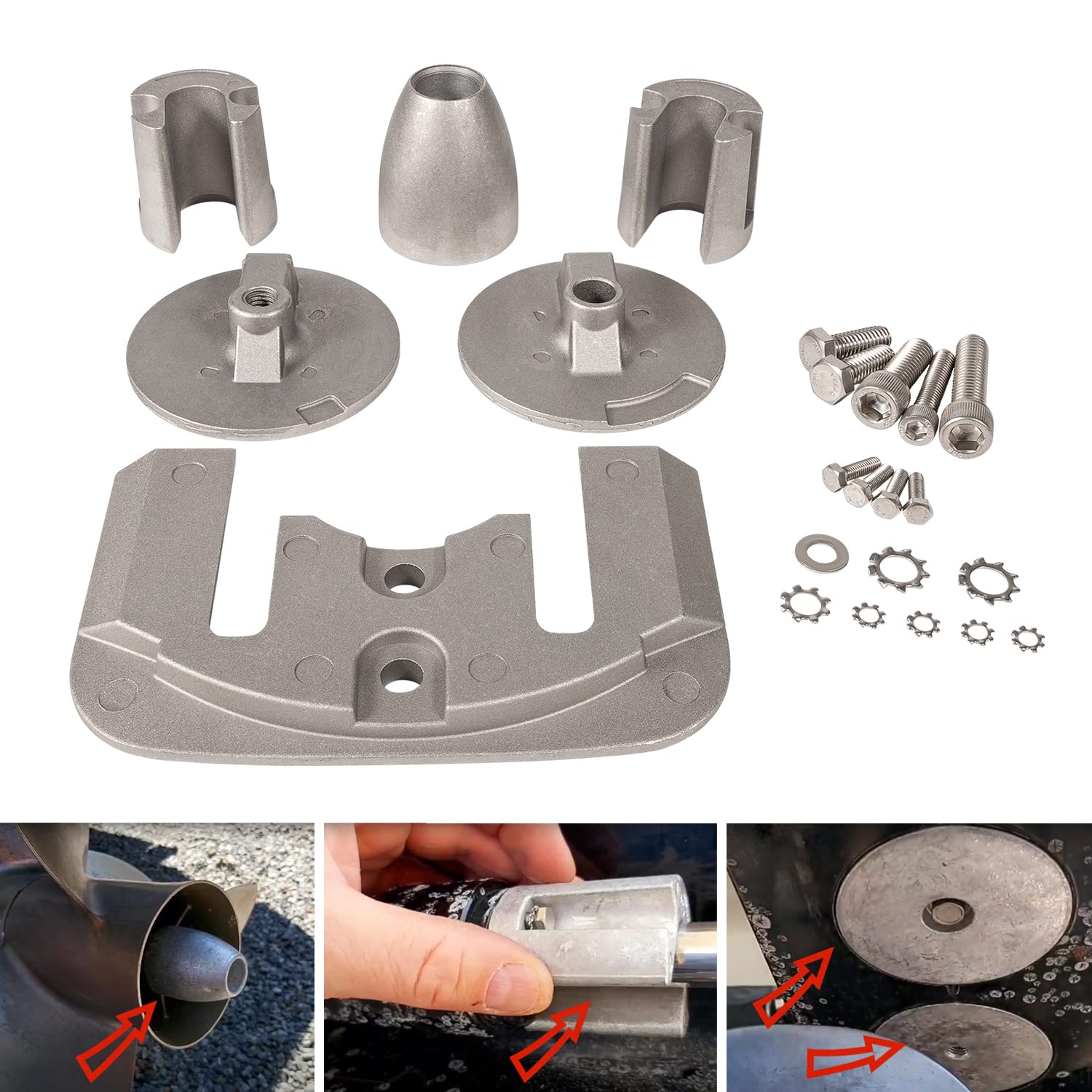 Opall CMBRAVO3KITA Aluminum Anode Kit for Mercury Bravo III (2004 2005 2006 2007 2008 2009 to Present)