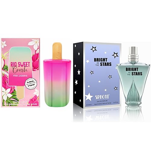 Set de regalo de perfume para mujer, EDP, paquete de 2 (3.4 oz  3.4 fl oz cada uno), Rio Sweet Pink Jasmine, Bright as the Star, Pink Glam & Modern