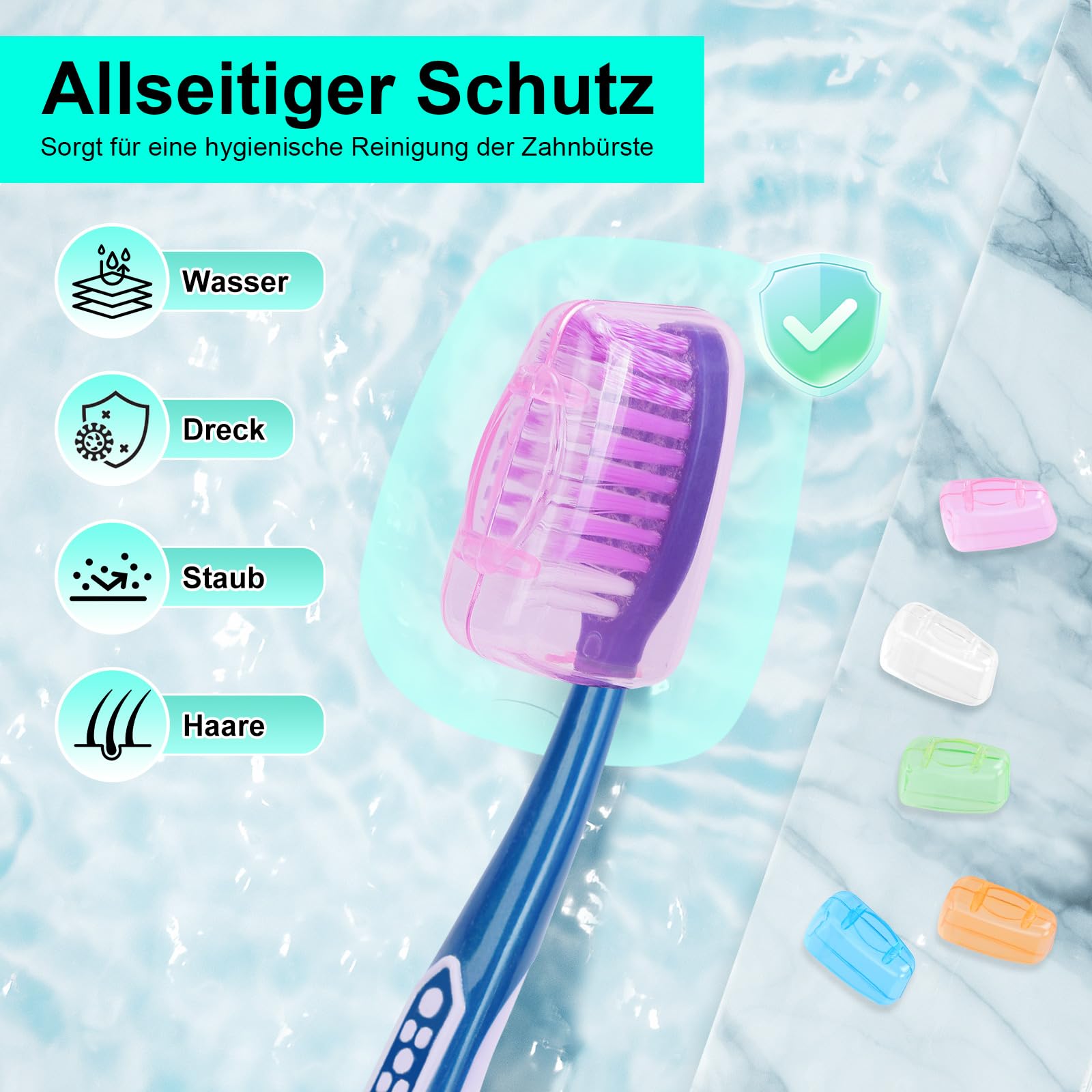 UCEC Astuccio per spazzolino da denti realizzato in materiale PP alimentare di alta qualità, ecologico e durevole., 4: rosa&verde&grigio&bianco + 5, 19.56 cm x 6 cm, Semplice
