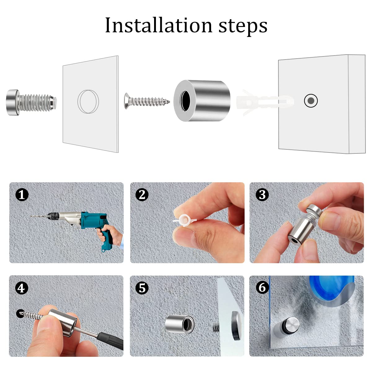 10 Viti Pubblicitarie In Acciaio Inox - Per Cartelli, Vetri, Pannelli E Poster - Foto 12