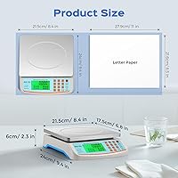 Vista 5 de Bonvoisin Commercial Food Scale 66lb/ 30kg with Stainless Steel Platter Price Computing Scale with kg/lb/oz Conversion, Deli Produce Scale for