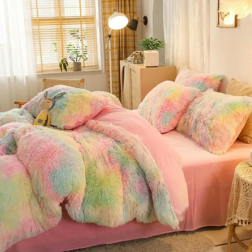 LIUXIN Set di Biancheria da Letto Invernale in Fibra di Latte ispessente, Lenzuolo in Velluto, Pile di Corallo, Copripiumino in Flanella e Coperta con Angoli