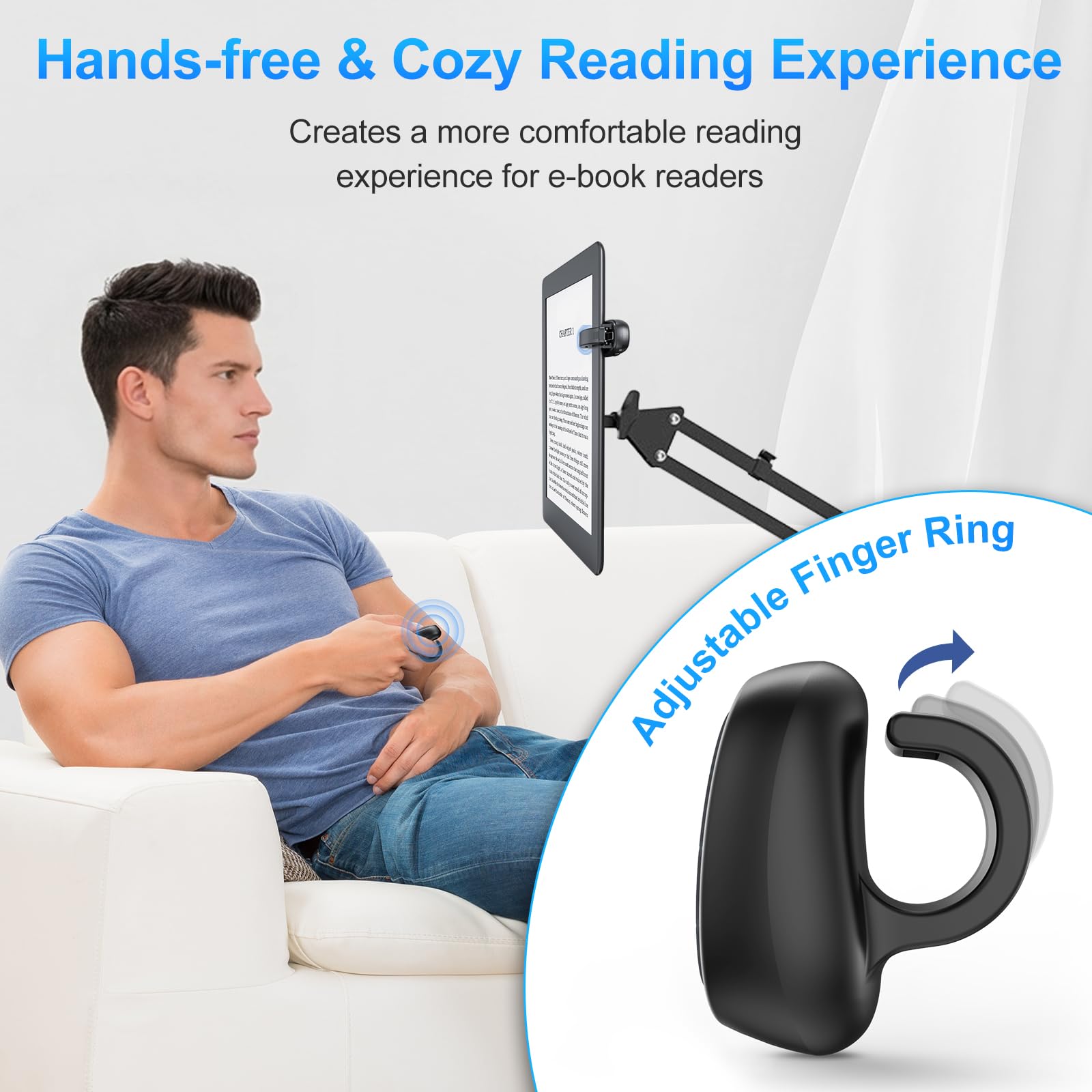 [1 clip] Pagina Turner per Kindle Paperwhite: Kindle Remote Page Turner, anello per dito Kindle Clicker Page Turner, per iPad Android Tablet lettura romanzi/fumetti, trigger di controllo fotocamera