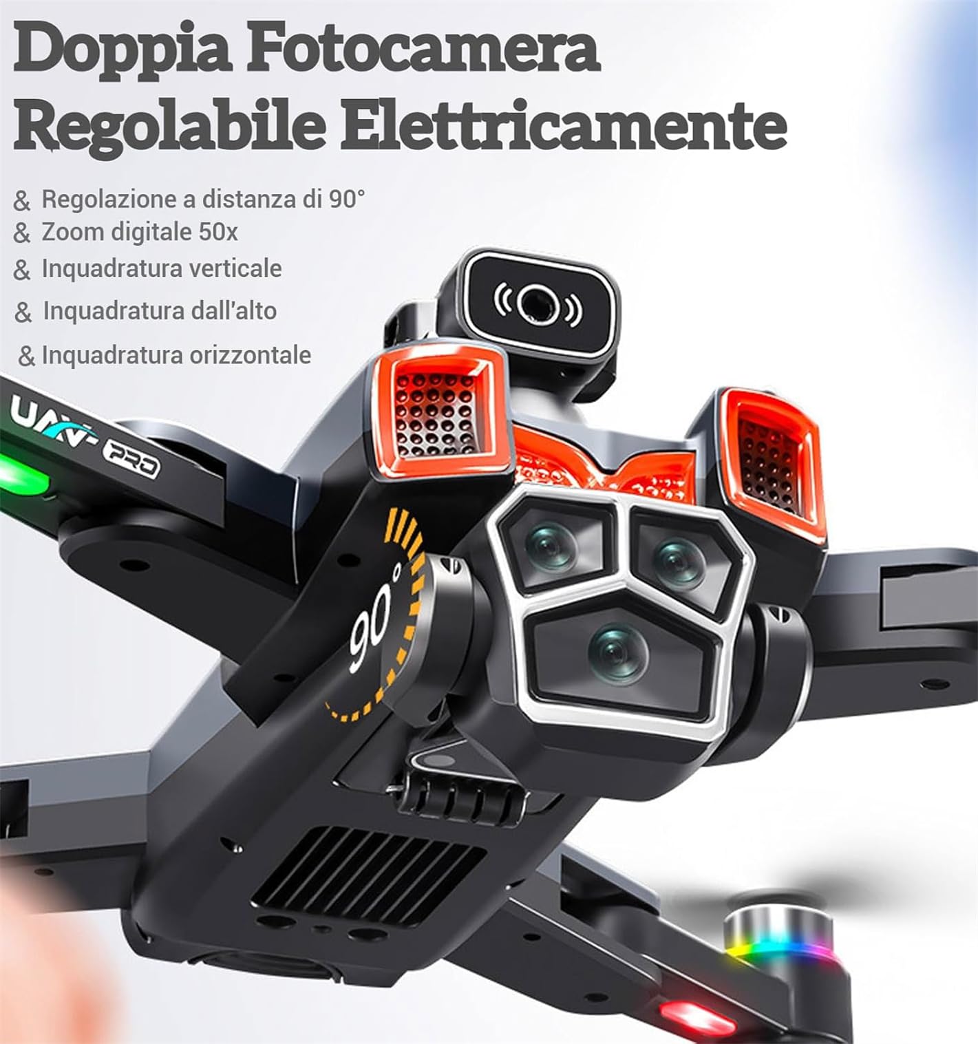 Drone con Telecamera GPS con 5.9 Pollici Schermo RC Quadricottero Pieghévole con Effetti di Luce Telecamera HD Evitamento Ostacoli Ritorno Automatico Motore Brushless Droni per Principianti e Adulti