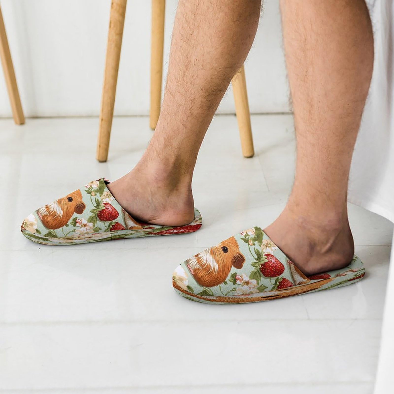 Porcellini d'India con fragole estive pantofole da uomo in memory foam scarpe da casa leggere pantofole lavabili