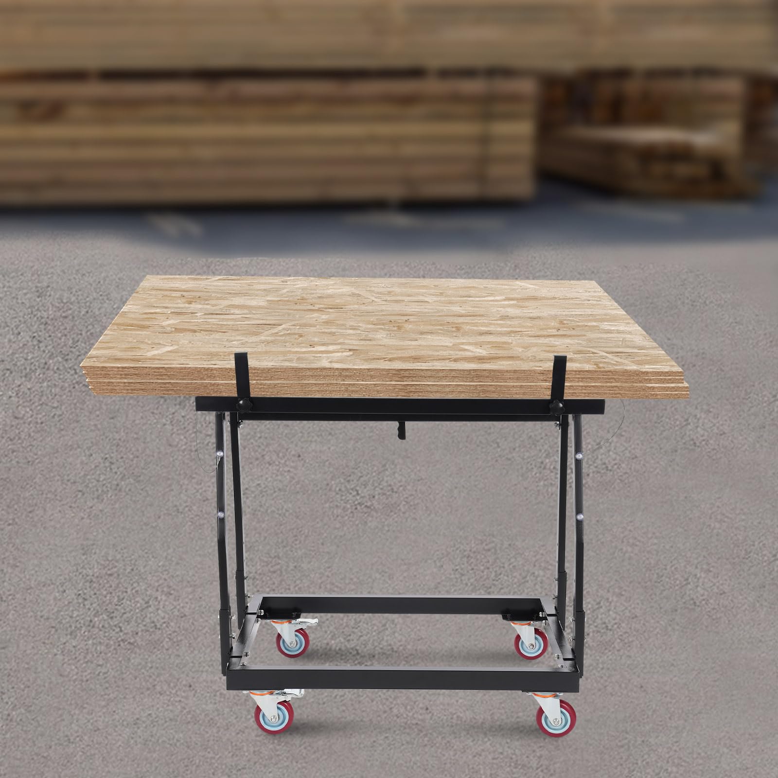 Panel Handler Cart and Shop Stand, Mobile Base Stand with 4 Rolling Casters, Steel Frame Construction Mobile Workbench, Adjustable Height Tilting Panel Carts