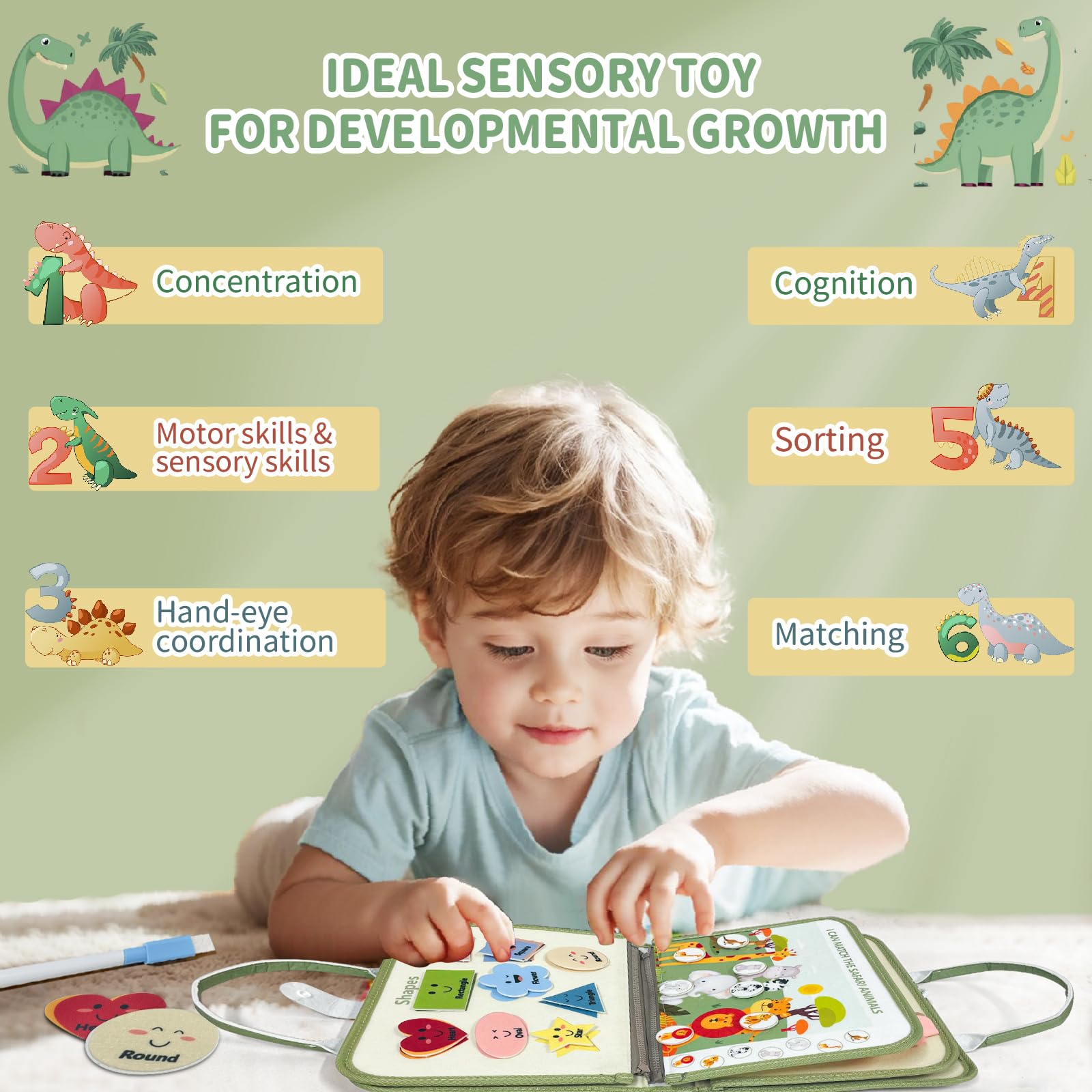 Sumtoco Busy Board Montessori Giochi 1 2 3 4 Anni, Giochi Bambini 2 Anni, Libro Montessori Interattivo, Pannello Sensoriale Bambini, Quiet Book, Regalo di Compleanno Bimbo Ragazzo Bambina