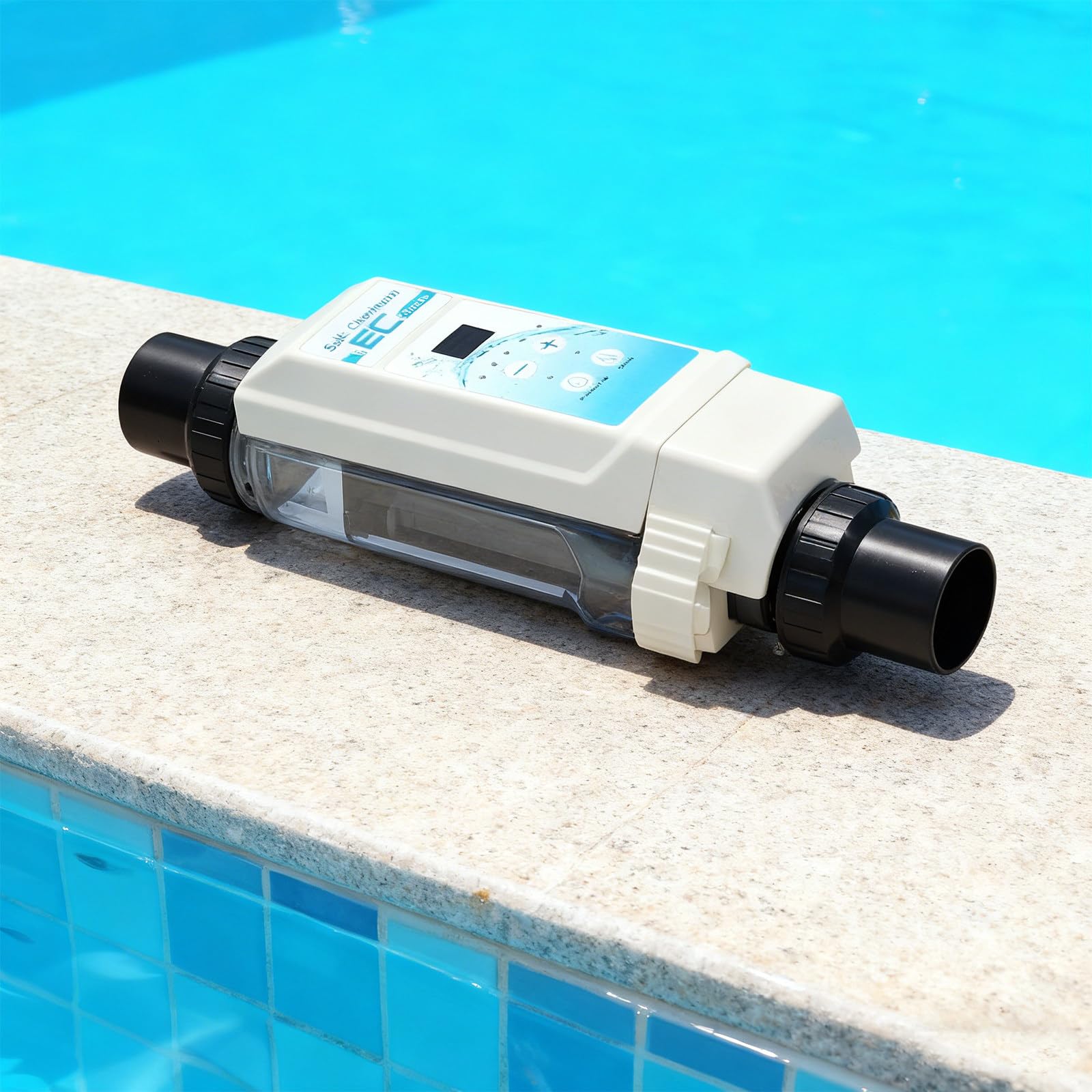 Generatore di Cloro al Sale, Cloratore per Piscine ad Acqua Salata, Elettrolisi del Sale con Pannello di Controllo LED, Display di Salinità, per Piscine, Spa, Vasche Idroterapia 16g/h