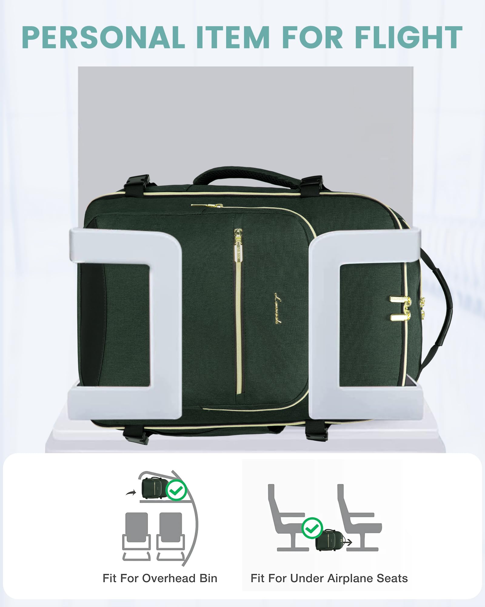 LOVEVOOK Zaino da Viaggio Aereo Bagaglio a Mano, Impermeabile Zaini Trolley Bagaglio Donna 40L Cabin Max per Ryanair Easyjet, Grande Zaino Porta PC 17 Pollici Valigia Borsa a Zainetto