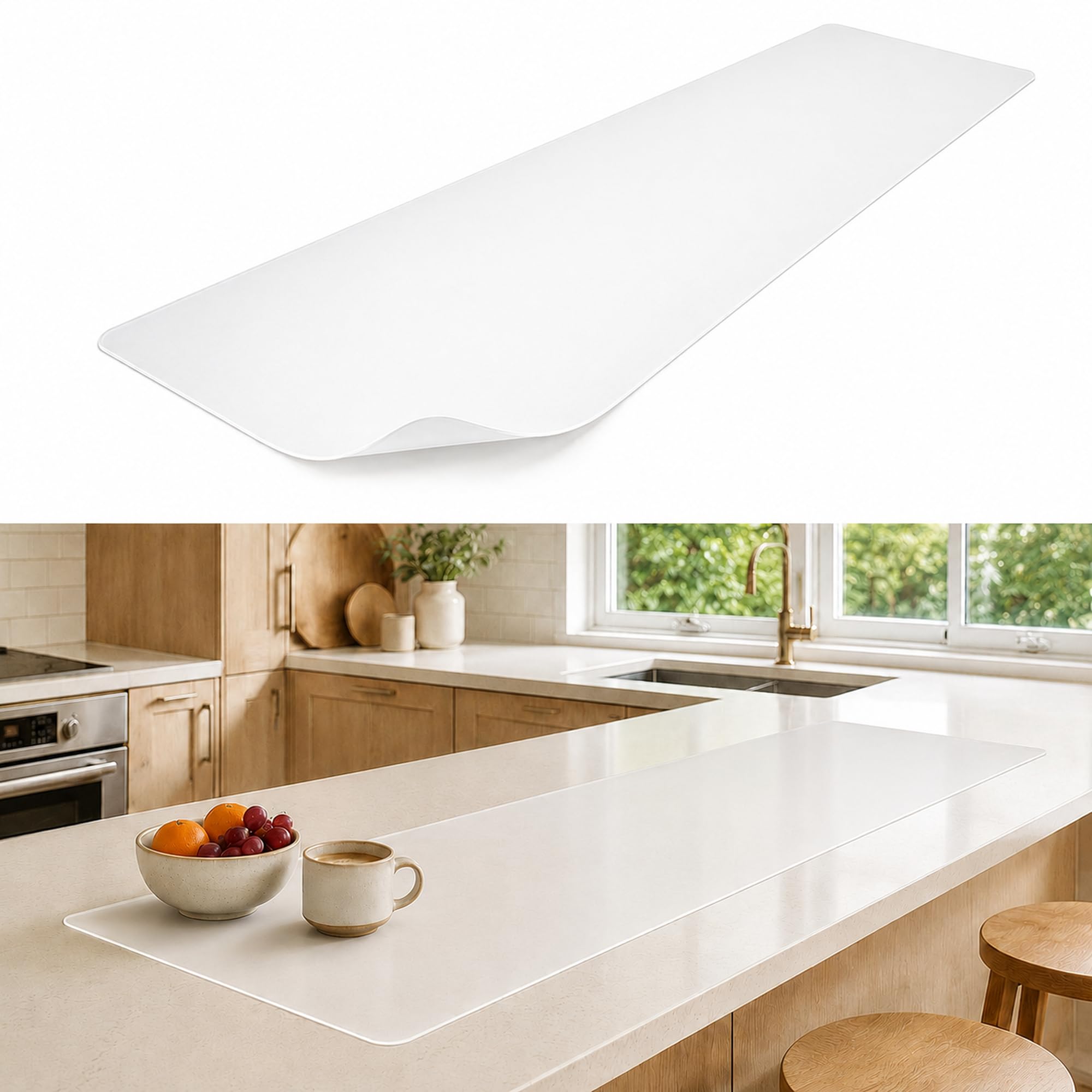 Clear Silicone Worktop Protector Mat 120×40cm, Non-Slip Heat Resistant