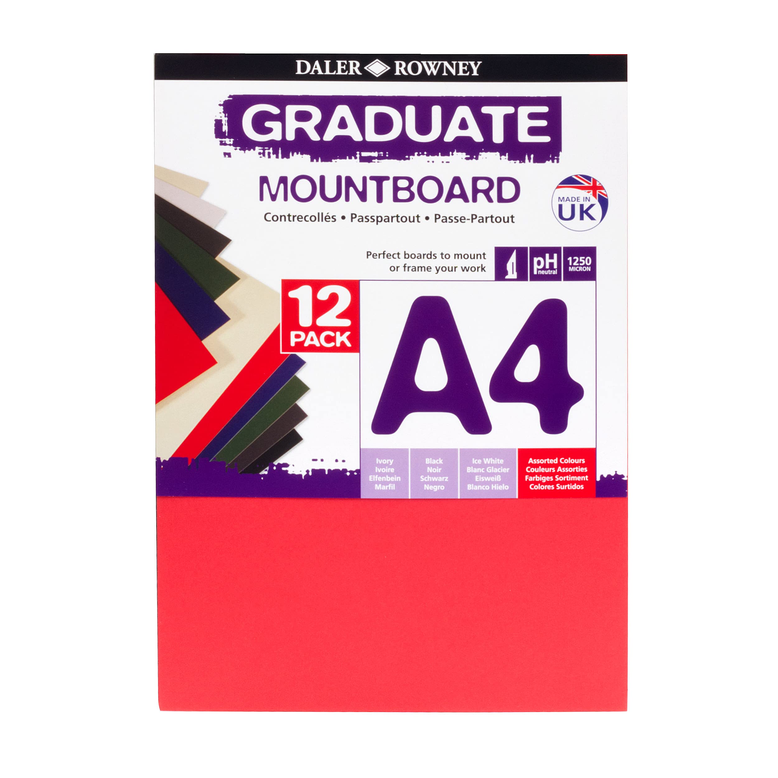 Daler-Rowney A4 Graduate Mountboard - Assorted Colours - 12 Pack