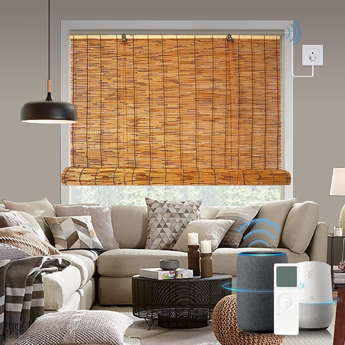 Store en Bambou, Store intérieur/extérieur en Bambou pour fenêtre Enroulable, Rideau en Bambou tissé à la Main, carbonisation Facile à Installer, Taille Personnalisable. (Size : W110xH190cm/43x75in)