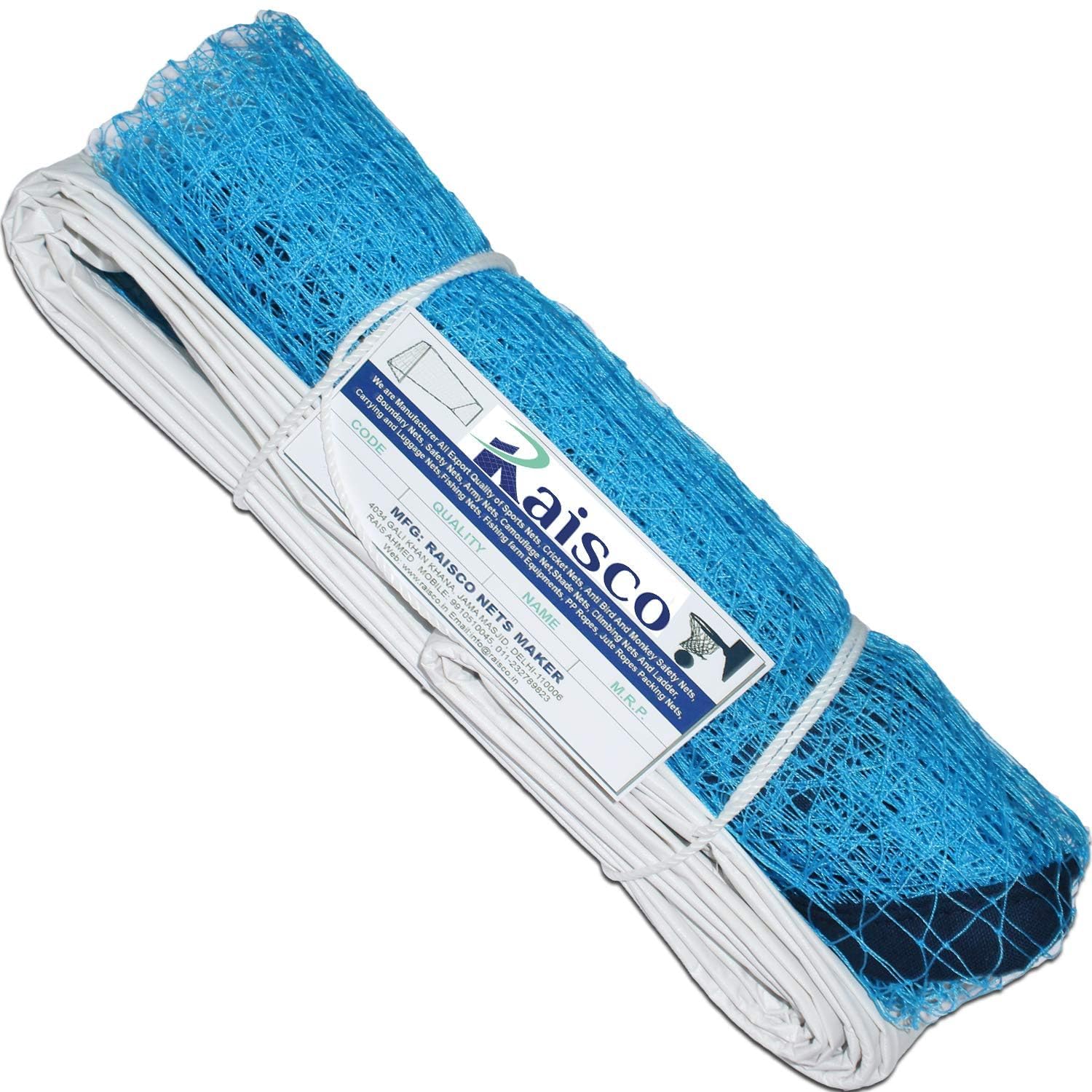 raisco 716d durable nylon badminton net (20x2.3 feet, blue) | heavy-duty all-weather net for outdoor & indoor practice | ideal for court, backyard & garden use | made in india